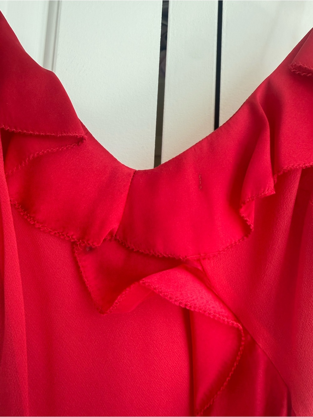 LoveShackFancy Red Ruffle Mini Dress - Picture 3 of 5